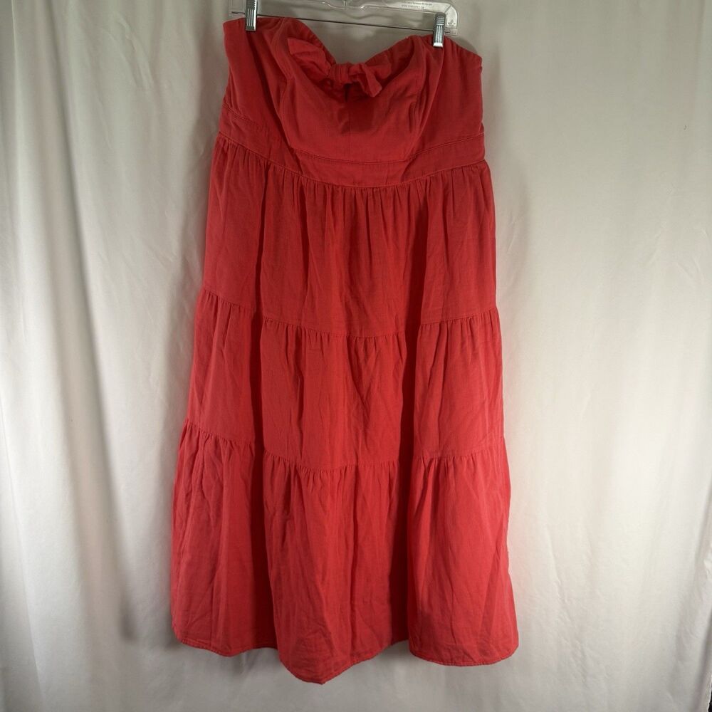 New Universal Thread Strapless Midi Dress Women's XXL Coral Tiered Sundress